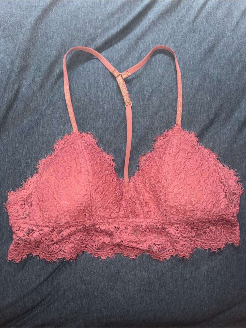 aerie Pink Lace Bralette with Racerback Strap